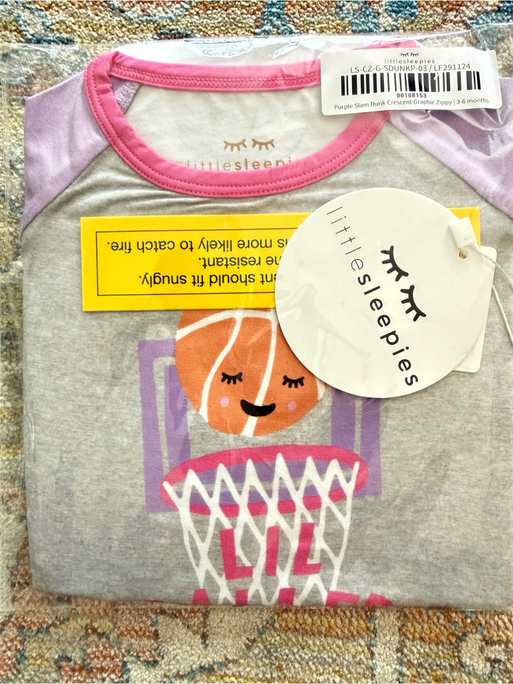 Little Sleepies Girls Slam Dunk Crescent - Basketball Zippy PJ